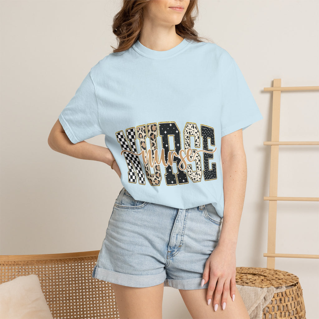 Nurse Leopard & Checkerboard Graphic Tee — Cute Nurse Gift