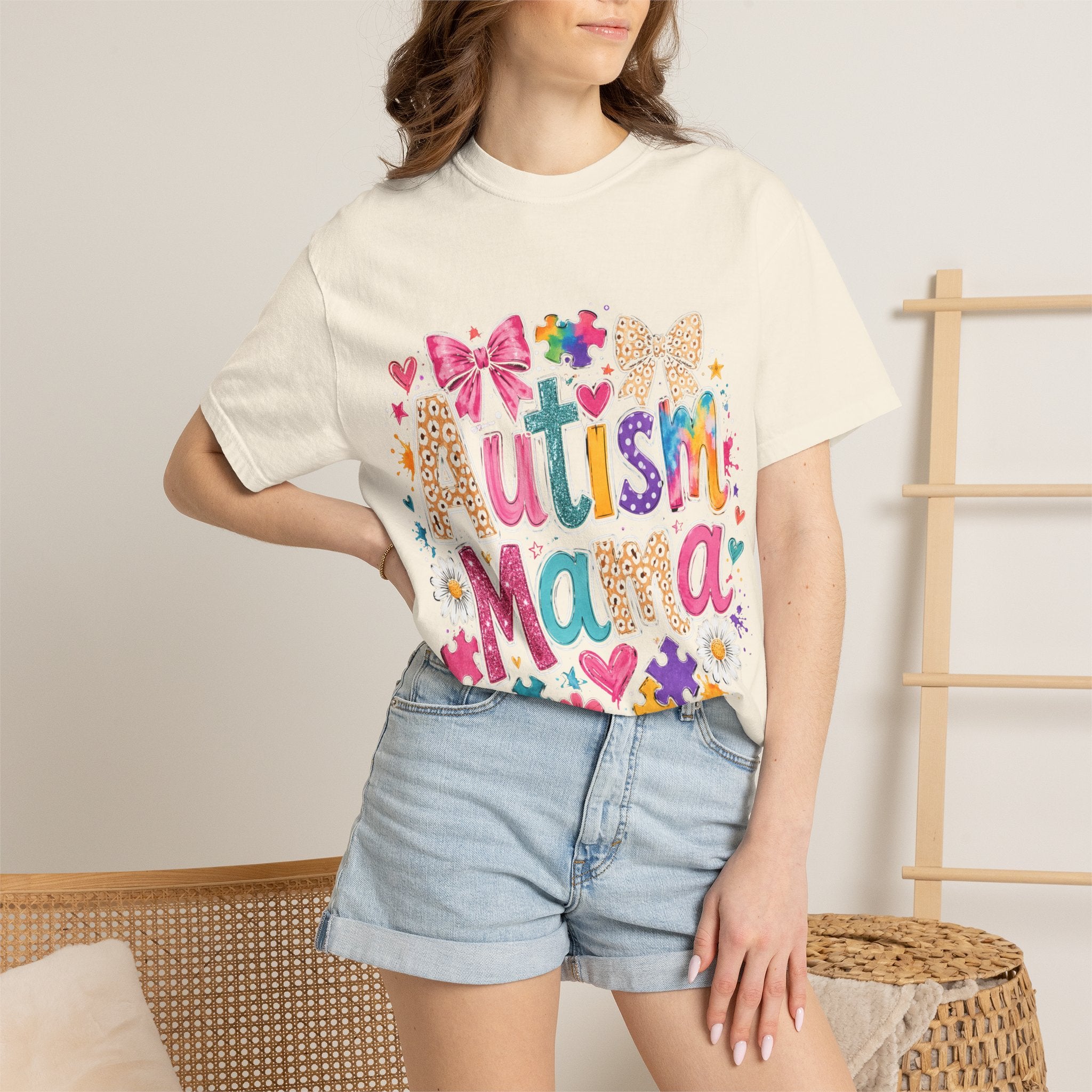 Autism Mama T-Shirt — Colorful Puzzle Heart Mom Tee for Autism Awareness