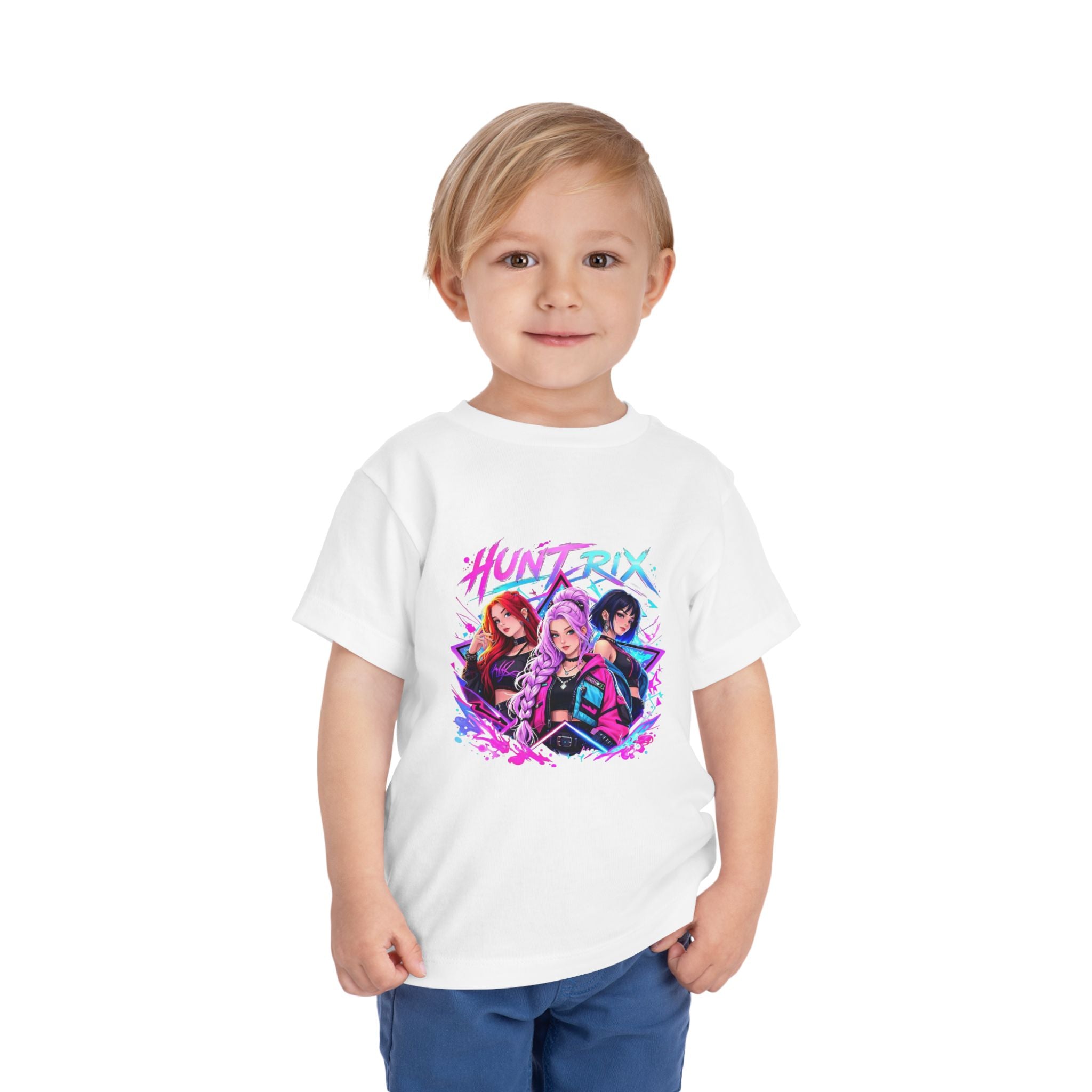 Toddler Tee — 'Huntrix' Neon Anime Girl Squad Graphic