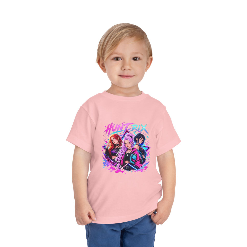 Toddler Tee — 'Huntrix' Neon Anime Girl Squad Graphic