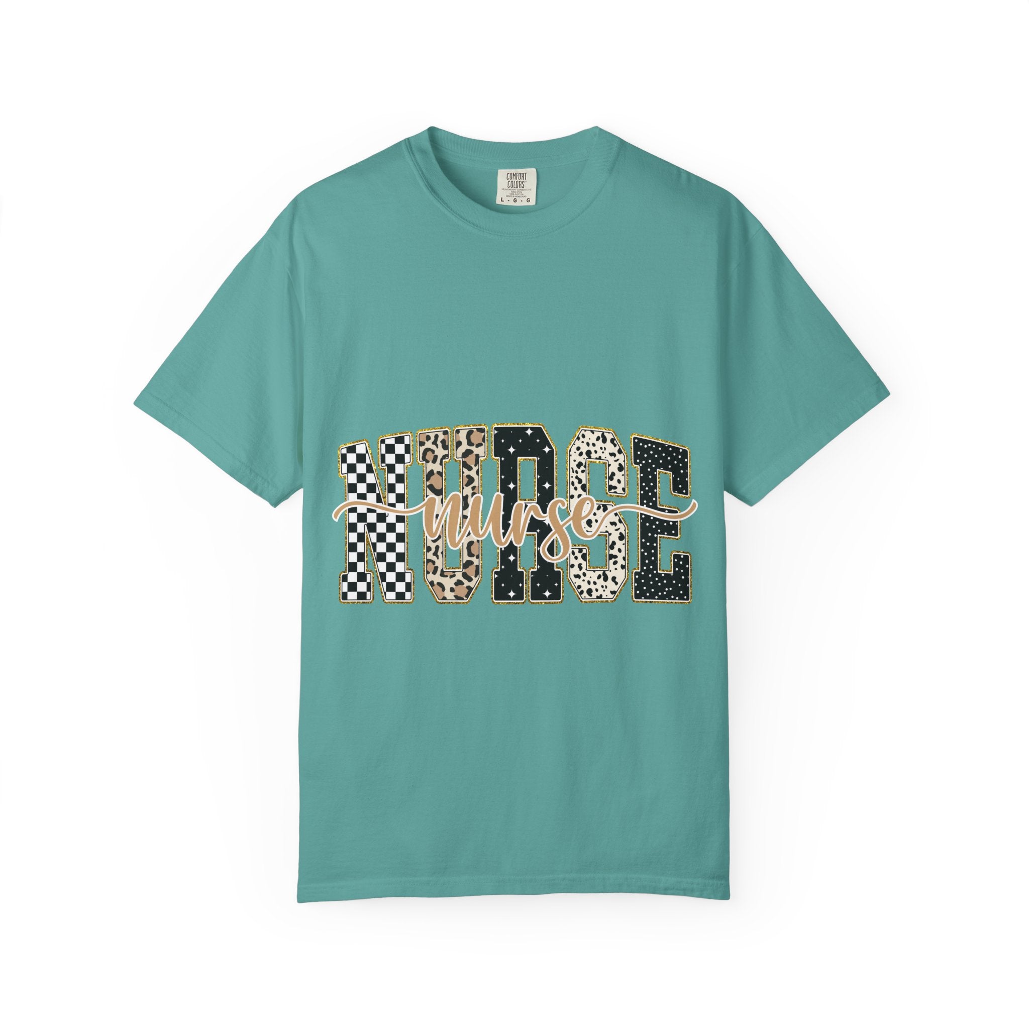 Nurse Leopard & Checkerboard Graphic Tee — Cute Nurse Gift