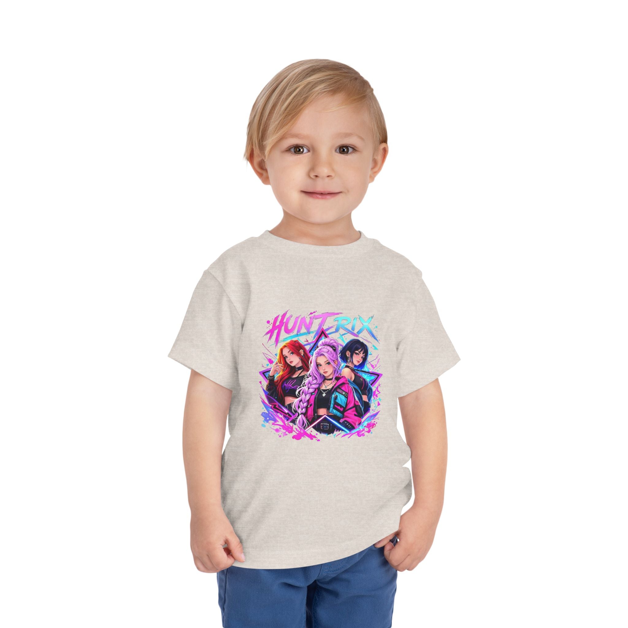 Toddler Tee — 'Huntrix' Neon Anime Girl Squad Graphic