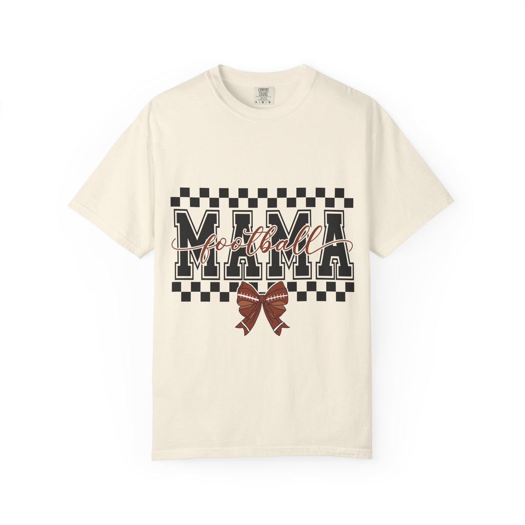 Mama Ribbon Checkerboard T-Shirt — 'Mama' Script Graphic Mother's Day Tee