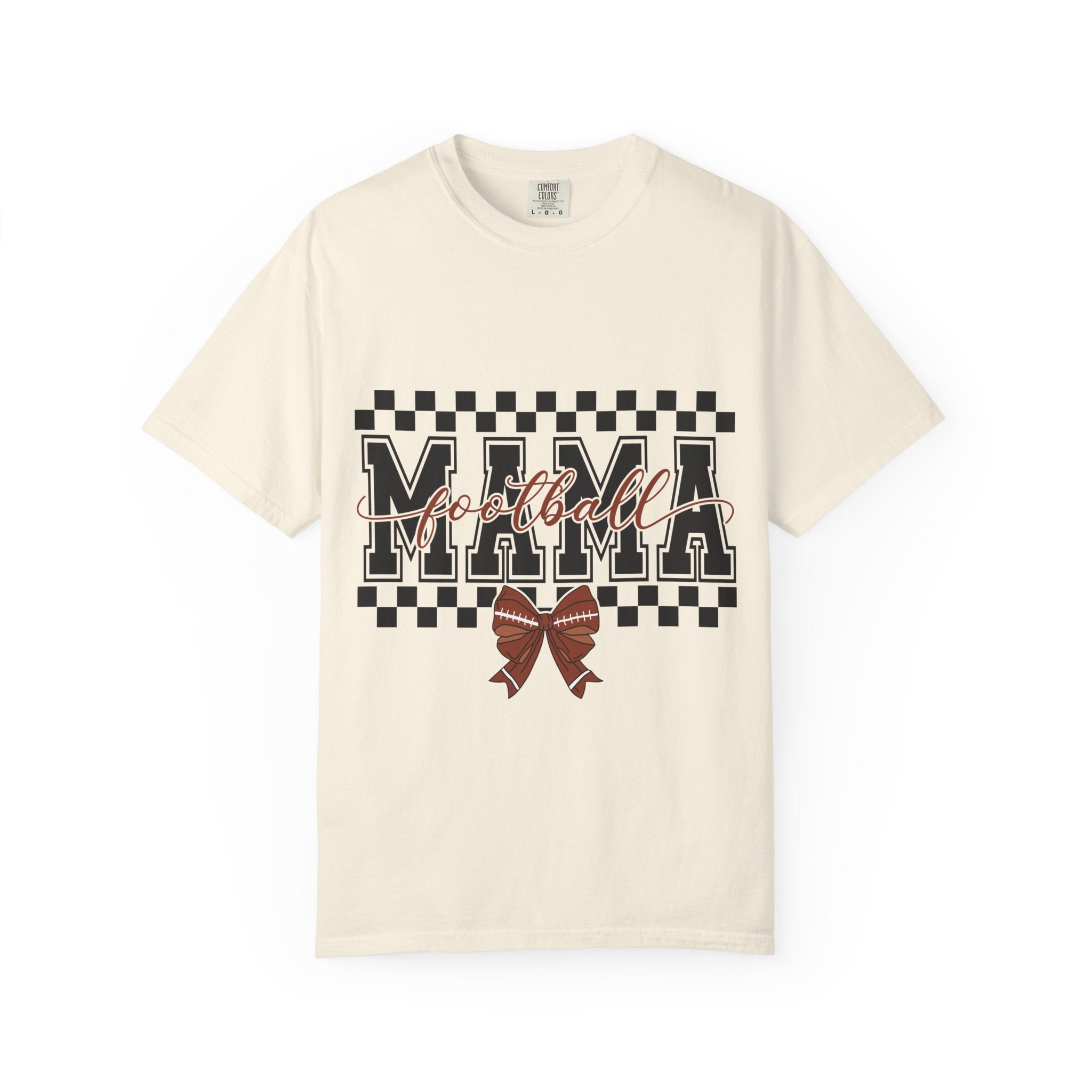 Mama Ribbon Checkerboard T-Shirt — 'Mama' Script Graphic Mother's Day Tee