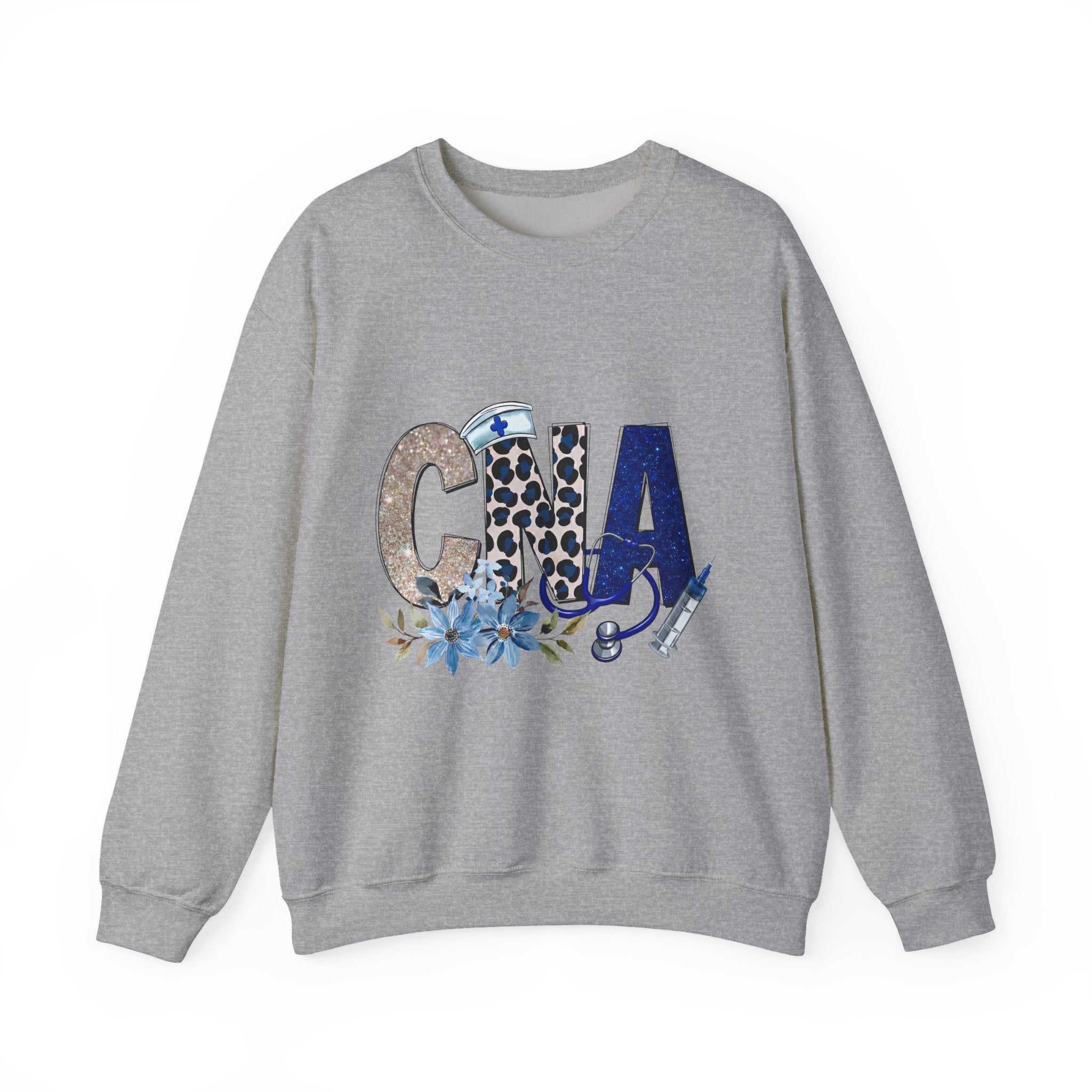 CNA Floral Leopard Crewneck Sweatshirt – Blue Nursing CNA Gift
