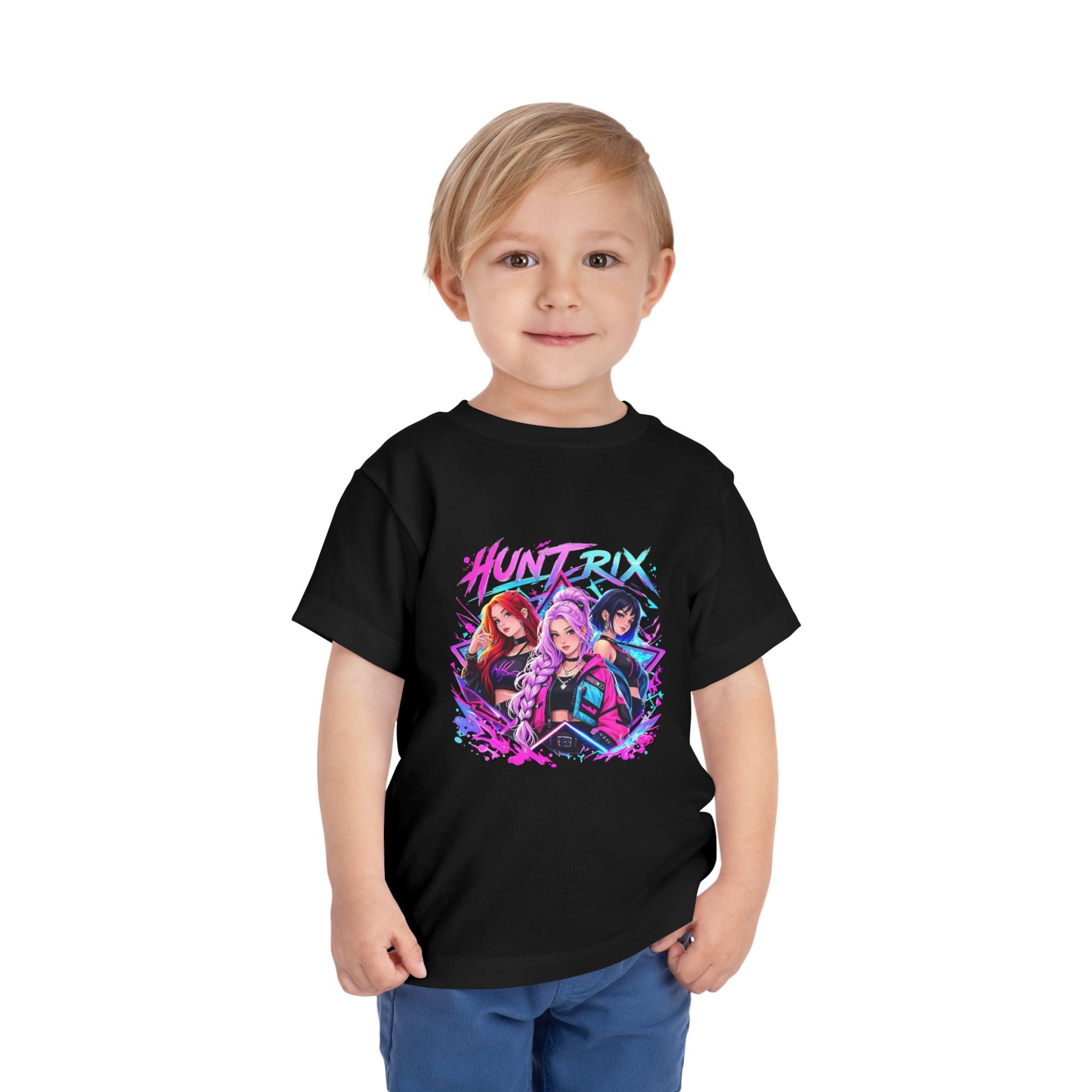 Toddler Tee — 'Huntrix' Neon Anime Girl Squad Graphic