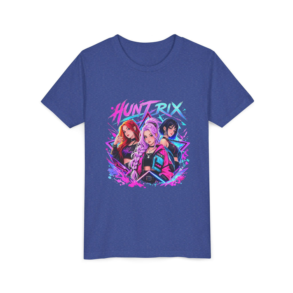 Youth Tee — 'HUNTRIX' Neon Anime Girl Squad Graphic Shirt