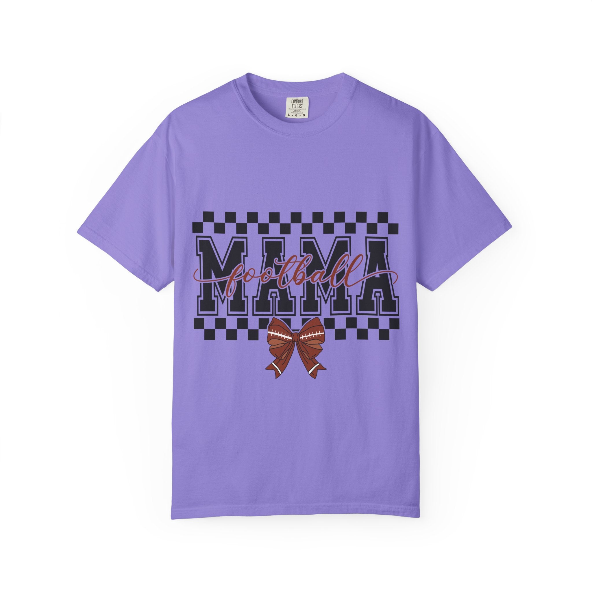 Mama Ribbon Checkerboard T-Shirt — 'Mama' Script Graphic Mother's Day Tee