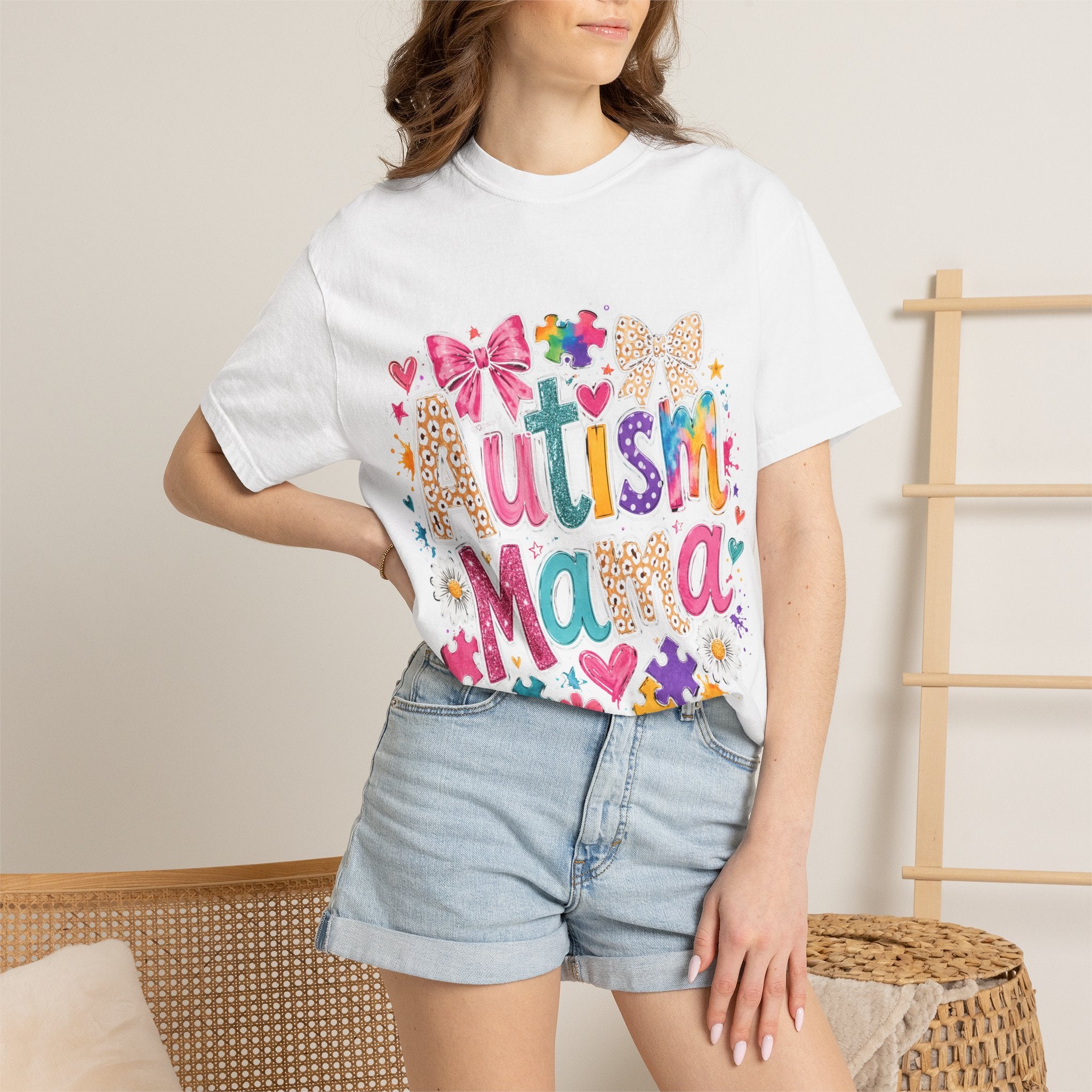 Autism Mama T-Shirt — Colorful Puzzle Heart Mom Tee for Autism Awareness