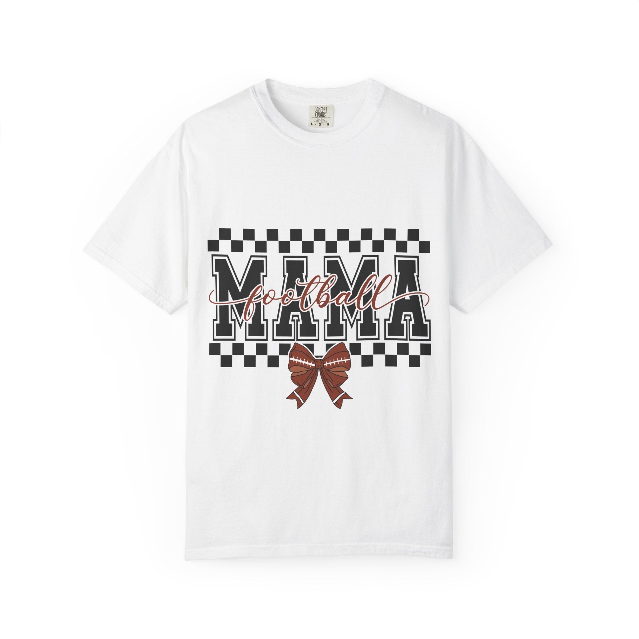 Mama Ribbon Checkerboard T-Shirt — 'Mama' Script Graphic Mother's Day Tee