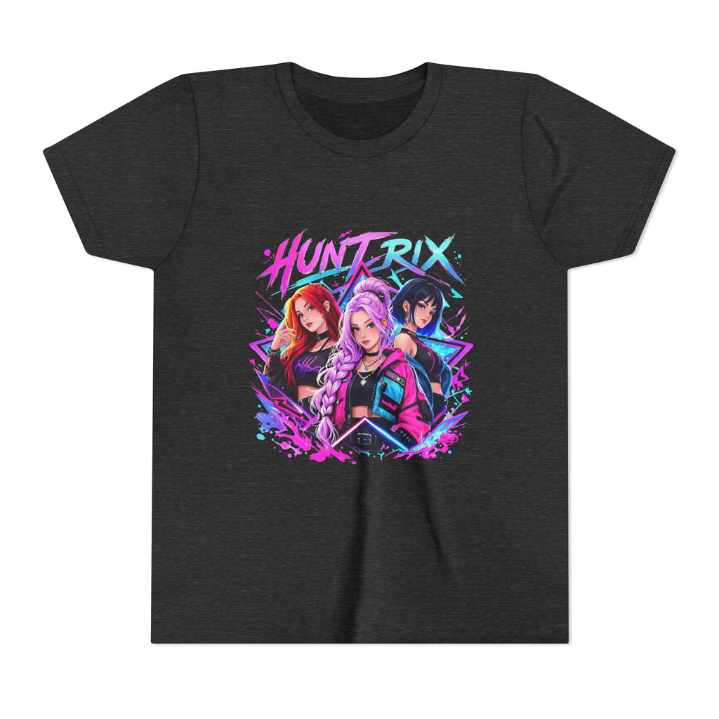 Youth Tee — 'HUNTRIX' Neon Anime Girl Squad Graphic Shirt