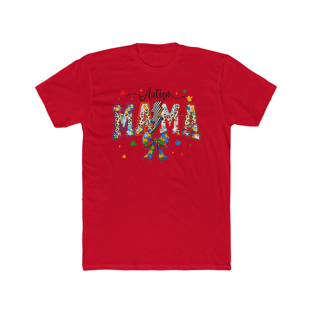 Autism Mama T-Shirt — Colorful Puzzle Ribbon Mom Tee