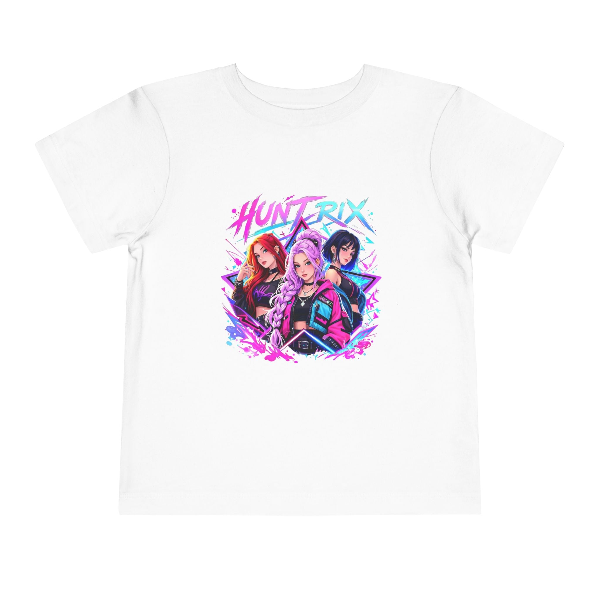 Toddler Tee — 'Huntrix' Neon Anime Girl Squad Graphic