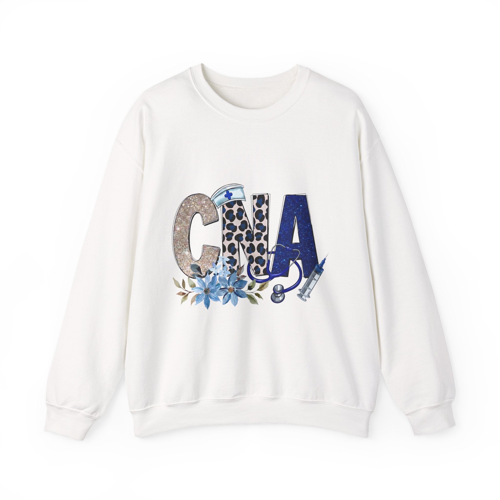 CNA Floral Leopard Crewneck Sweatshirt – Blue Nursing CNA Gift