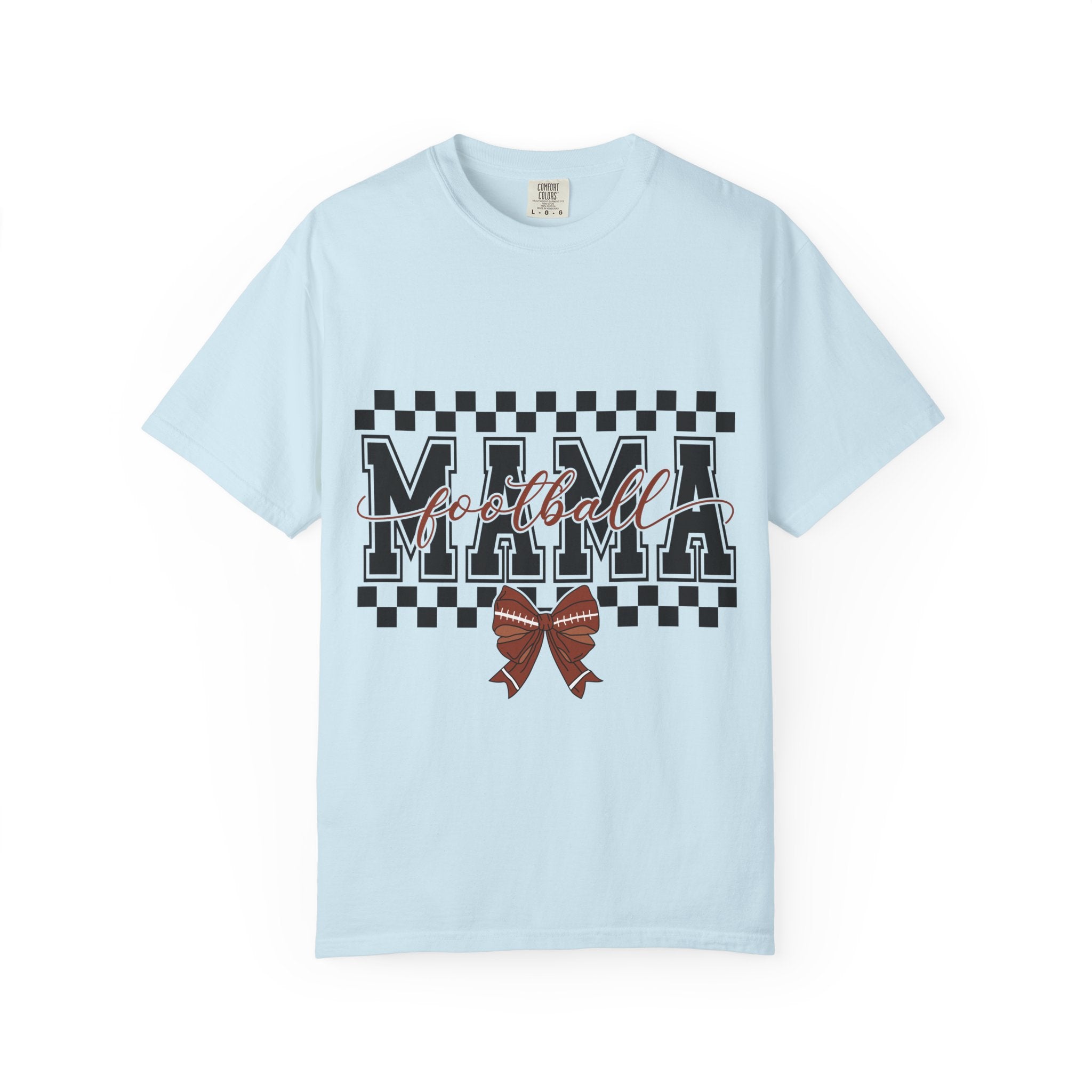 Mama Ribbon Checkerboard T-Shirt — 'Mama' Script Graphic Mother's Day Tee