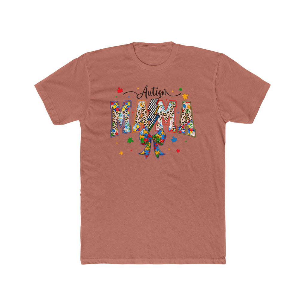 Autism Mama T-Shirt — Colorful Puzzle Ribbon Mom Tee