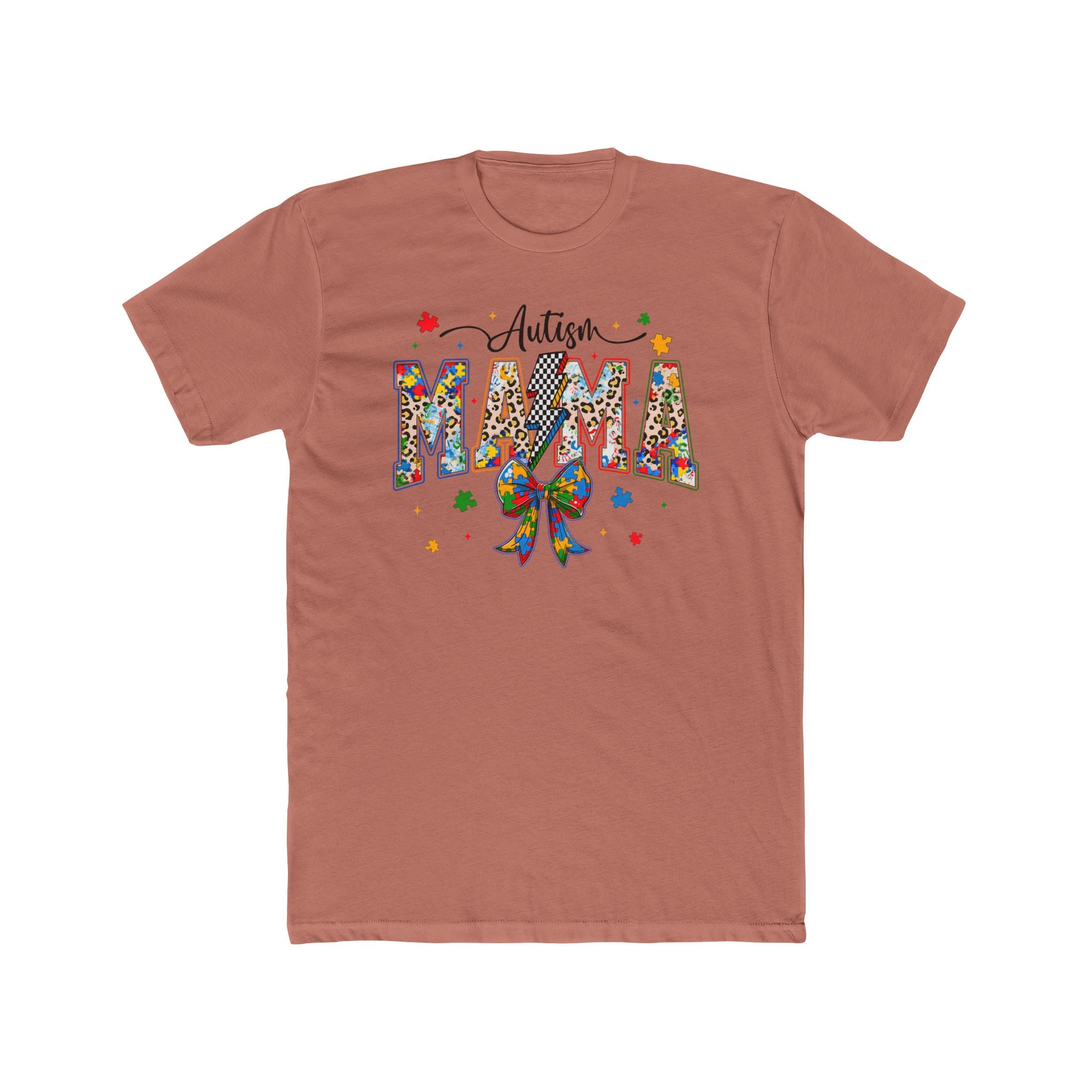 Autism Mama T-Shirt — Colorful Puzzle Ribbon Mom Tee