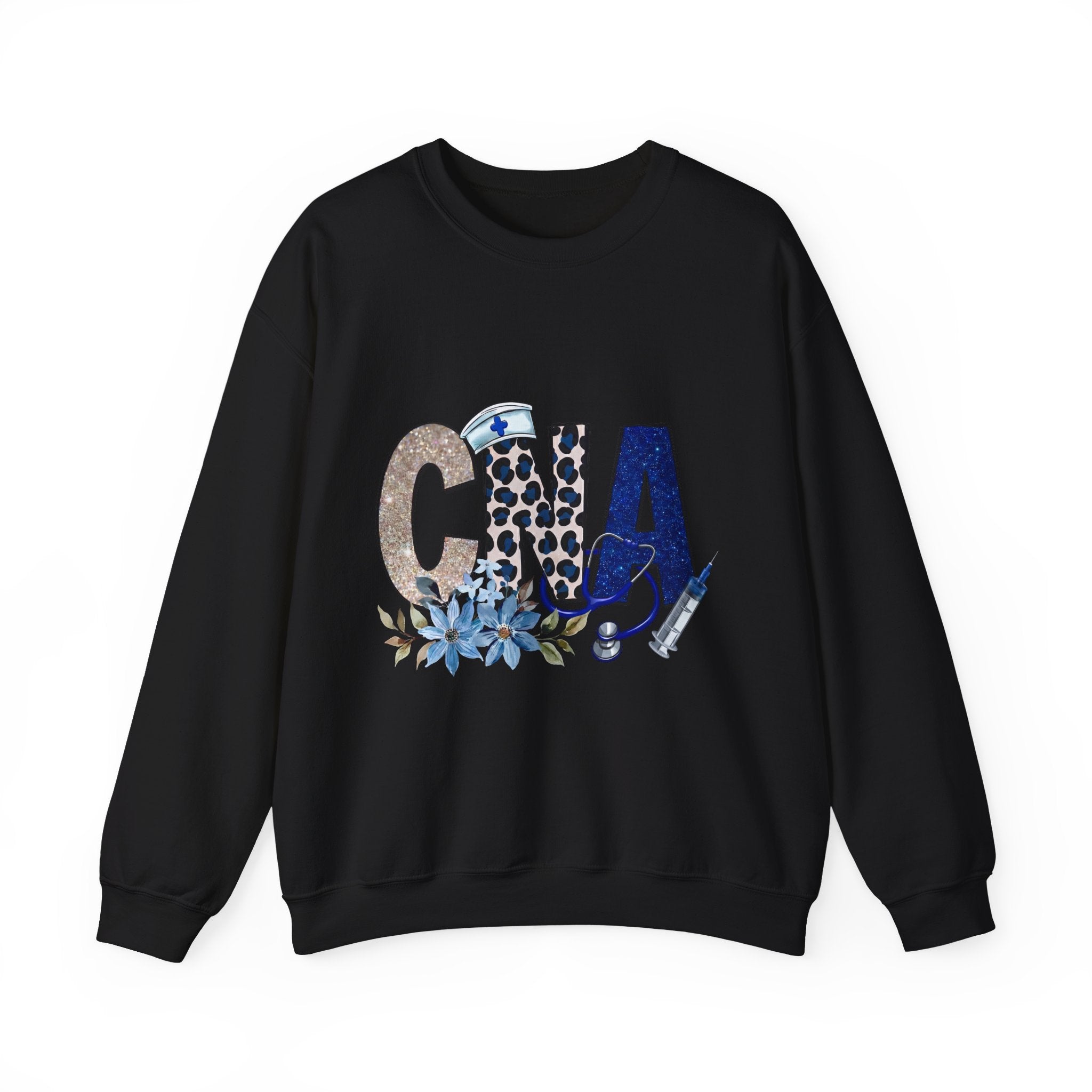 CNA Floral Leopard Crewneck Sweatshirt – Blue Nursing CNA Gift