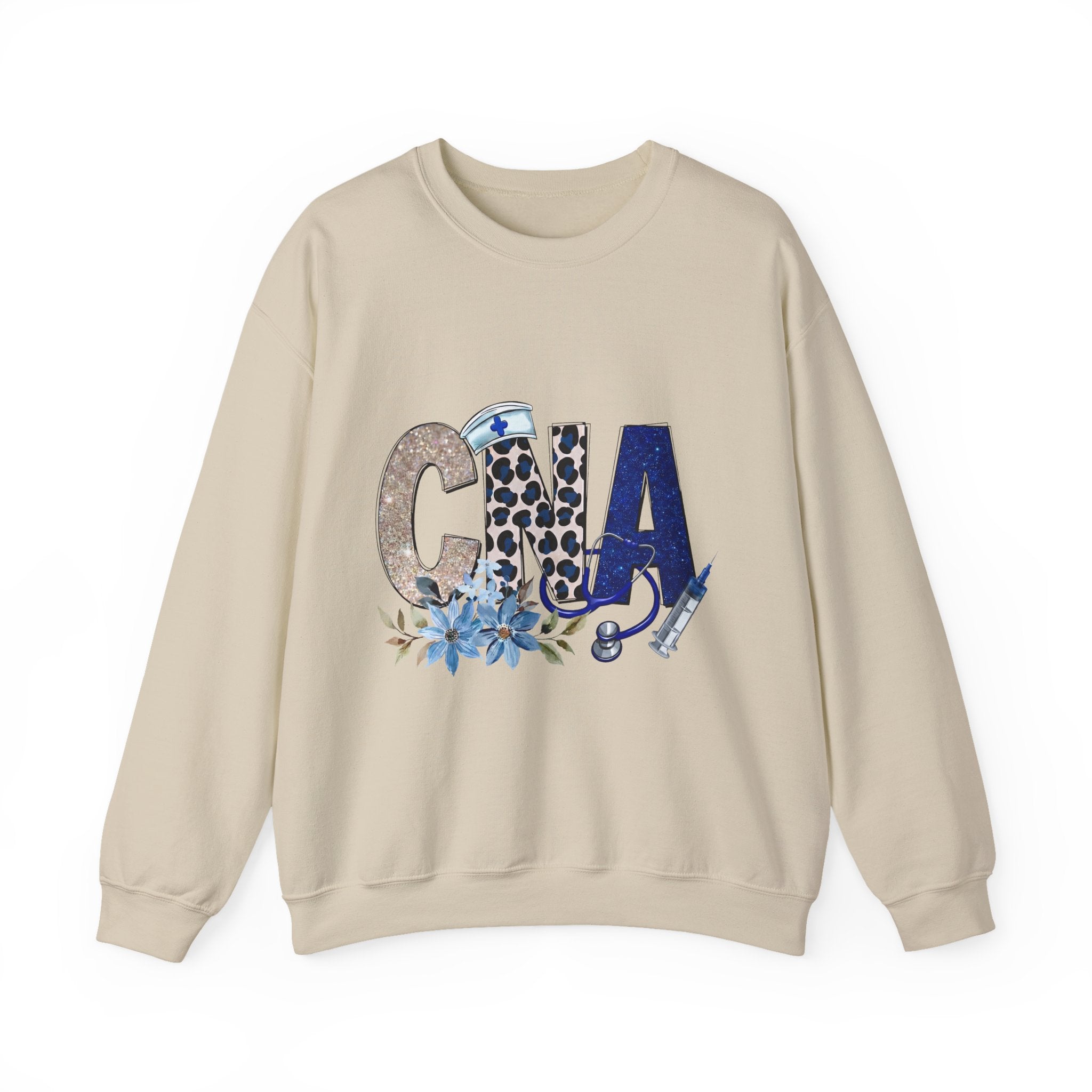 CNA Floral Leopard Crewneck Sweatshirt – Blue Nursing CNA Gift