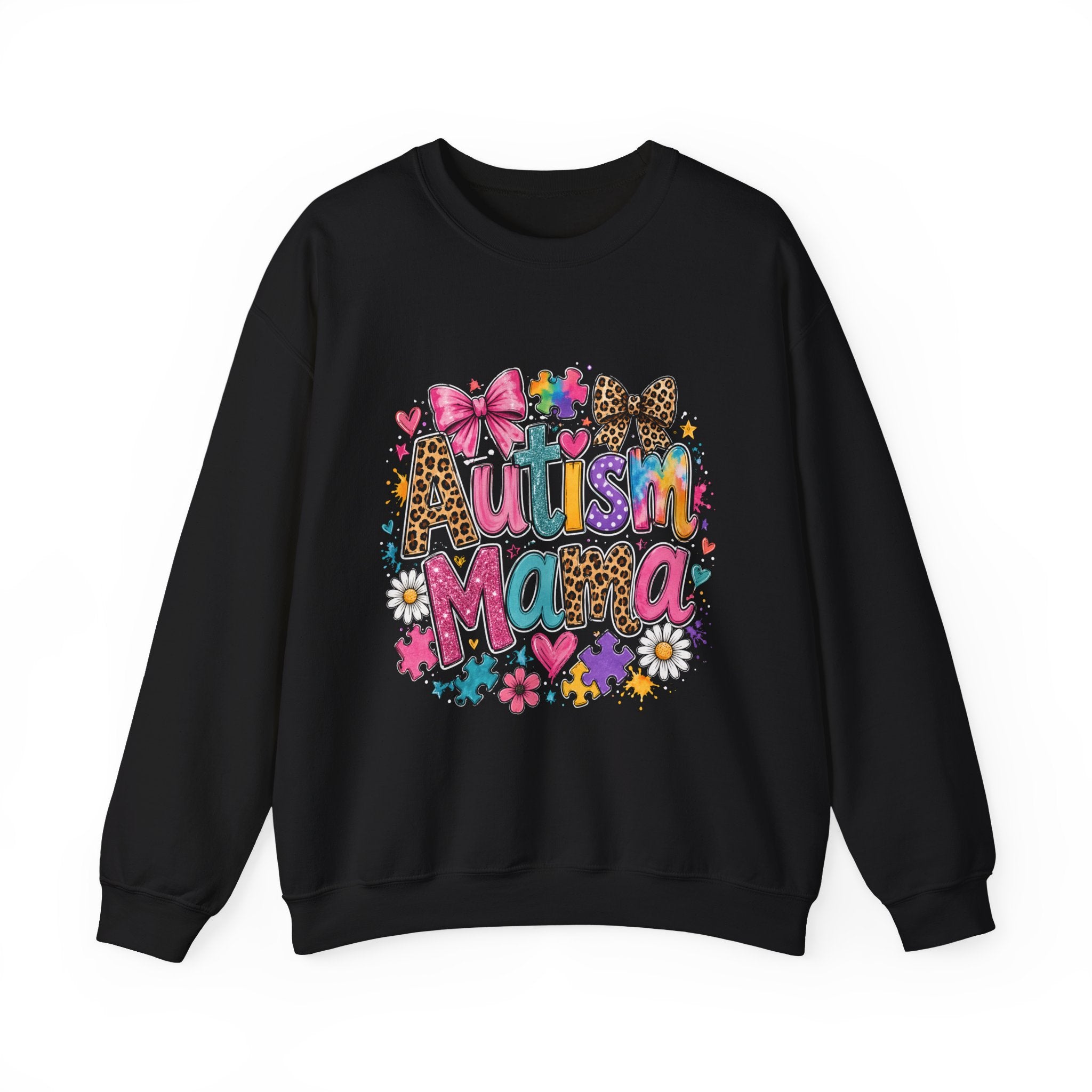 Sweatshirt — 'Autism Mama' Colorful Puzzle Heart Crewneck