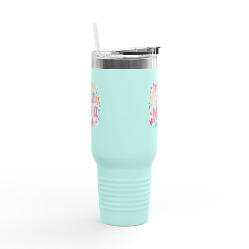 Autism Mama 40oz Insulated Travel Mug — Floral Support Tumbler for Moms