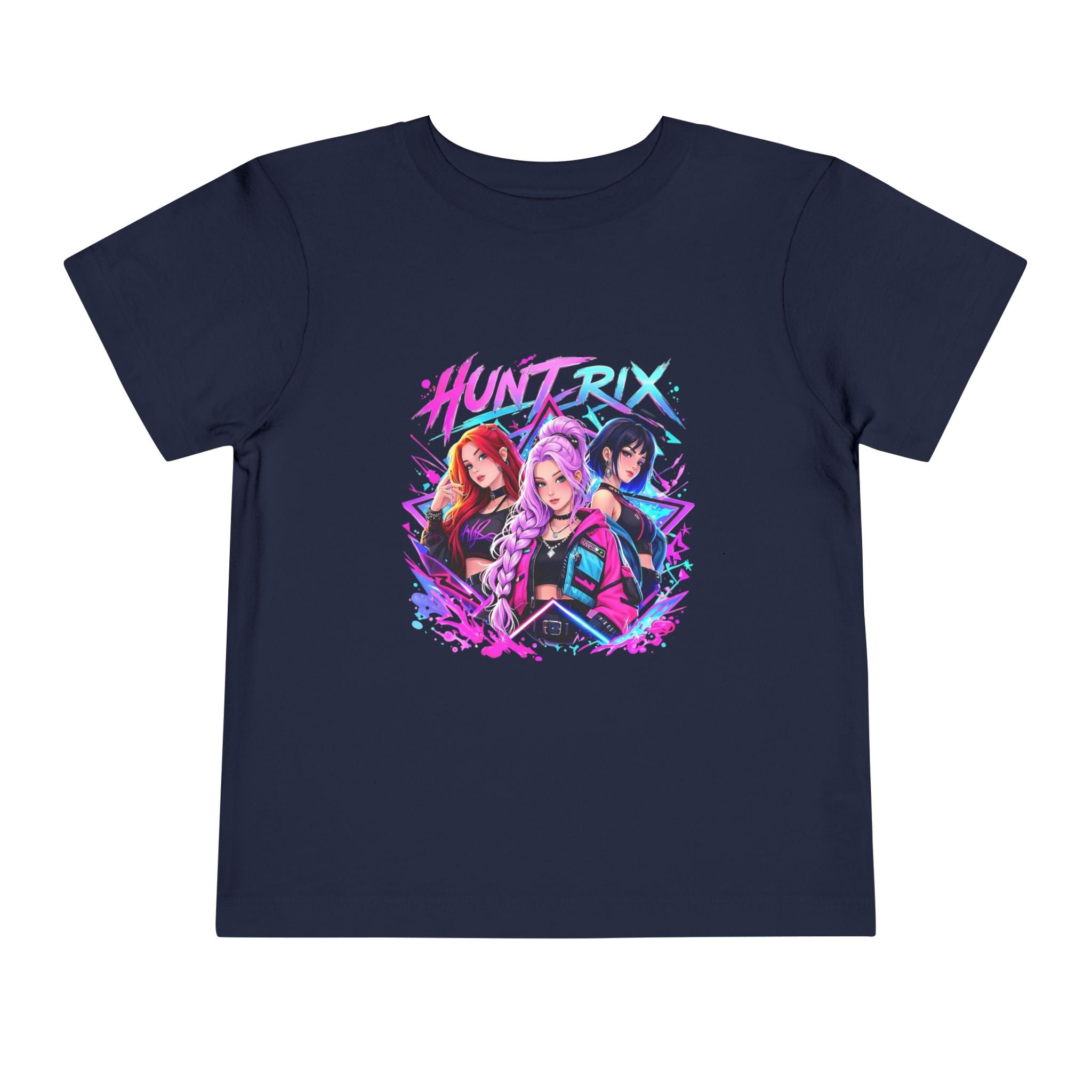 Toddler Tee — 'Huntrix' Neon Anime Girl Squad Graphic