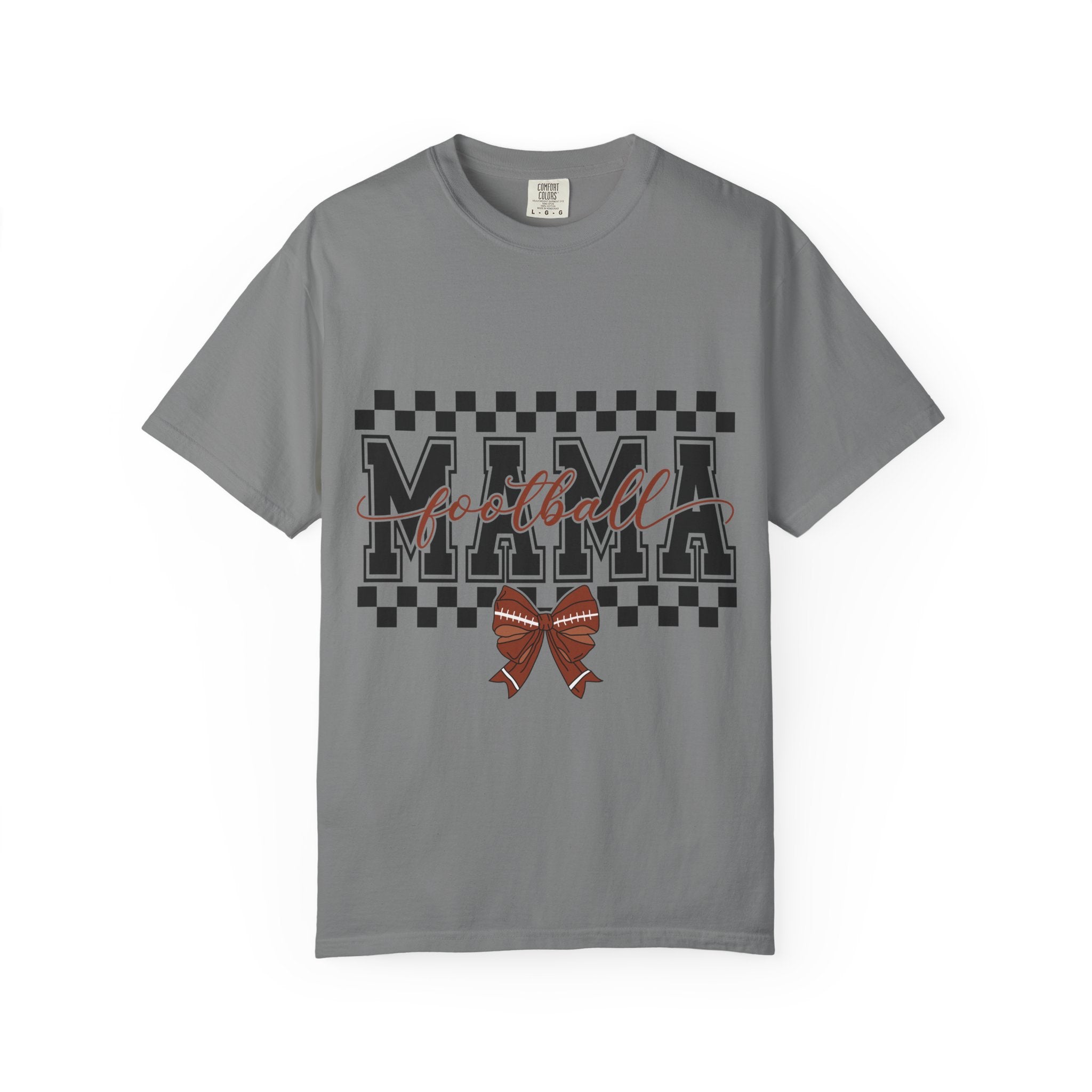 Mama Ribbon Checkerboard T-Shirt — 'Mama' Script Graphic Mother's Day Tee