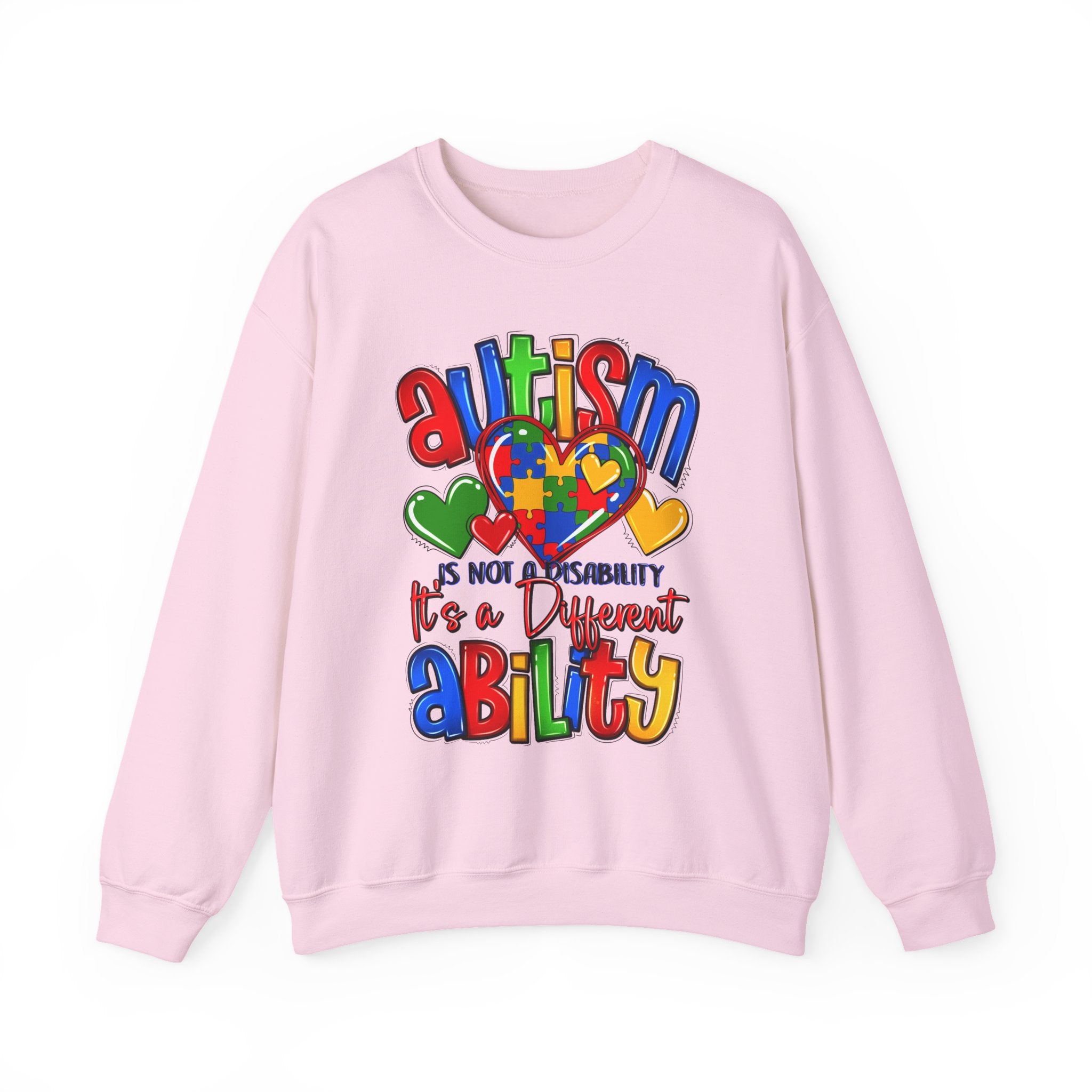 Autism Awareness Crewneck Sweatshirt — "Autism is Not a Disability, It's a Different Ability"
