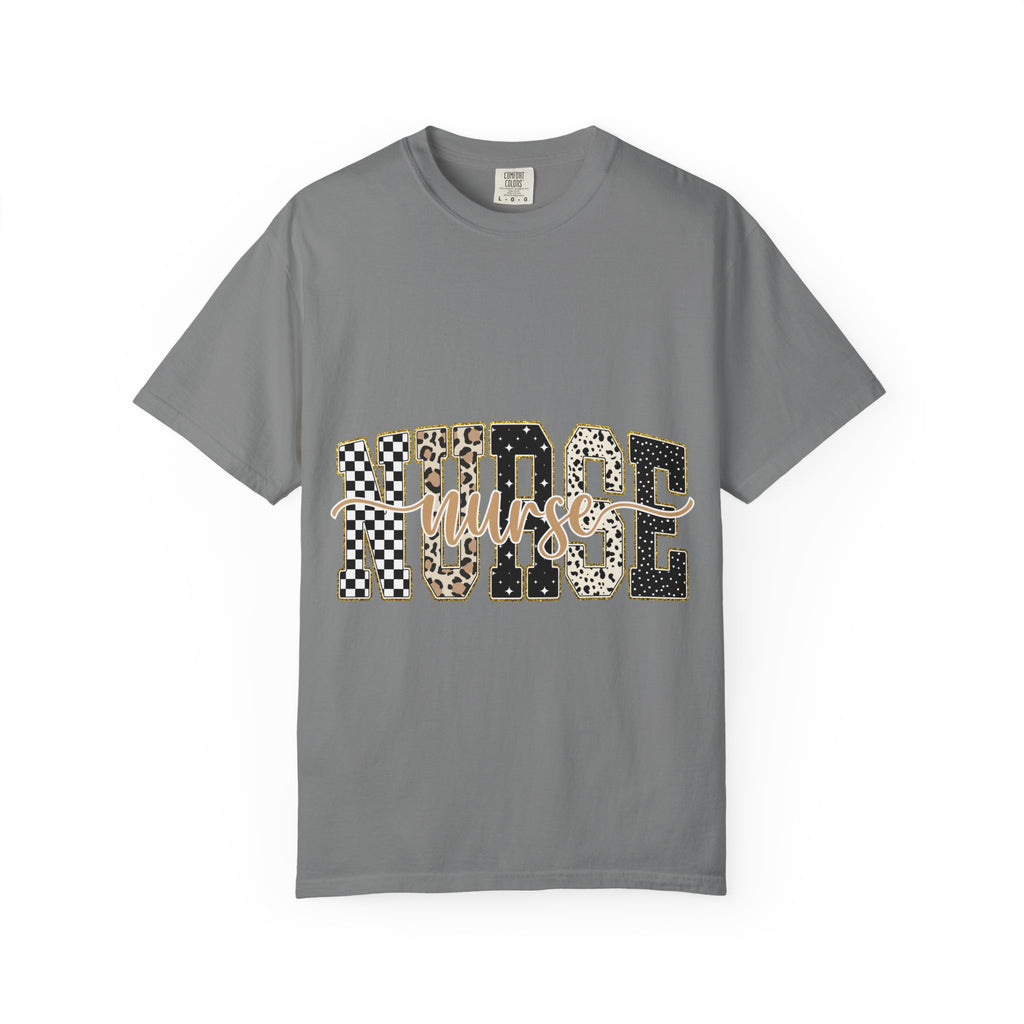 Nurse Leopard & Checkerboard Graphic Tee — Cute Nurse Gift