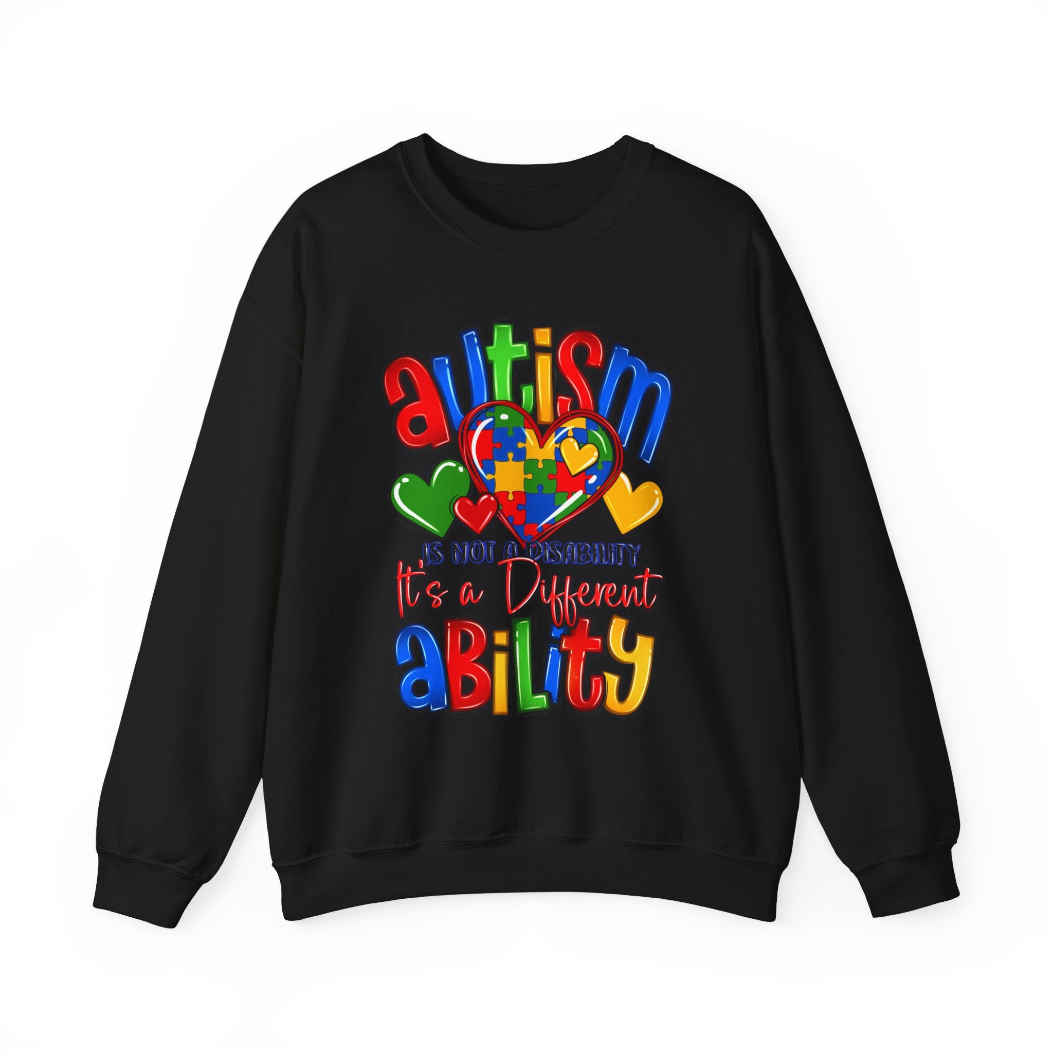 Autism Awareness Crewneck Sweatshirt — "Autism is Not a Disability, It's a Different Ability"