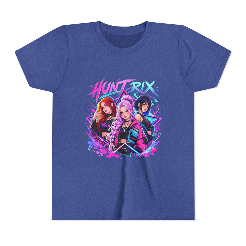 Youth Tee — 'HUNTRIX' Neon Anime Girl Squad Graphic Shirt