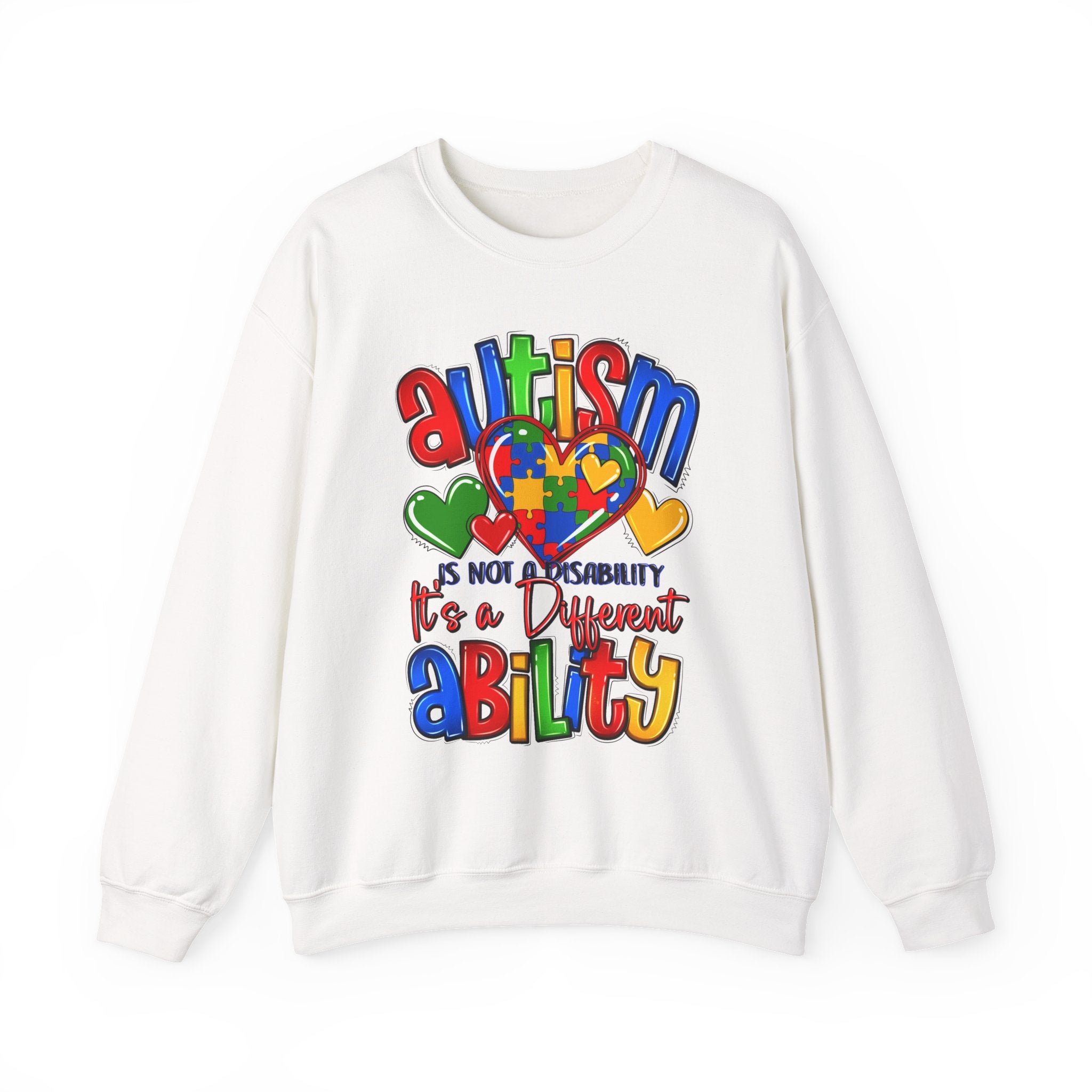Autism Awareness Crewneck Sweatshirt — "Autism is Not a Disability, It's a Different Ability"