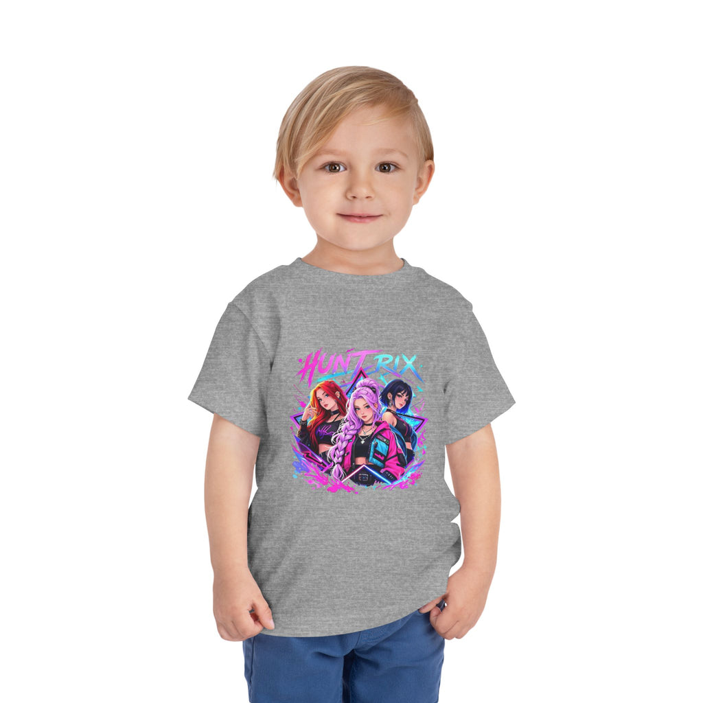 Toddler Tee — 'Huntrix' Neon Anime Girl Squad Graphic