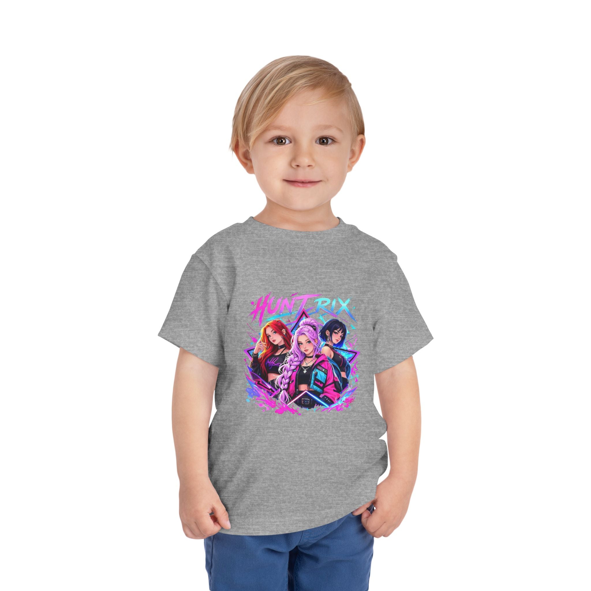 Toddler Tee — 'Huntrix' Neon Anime Girl Squad Graphic