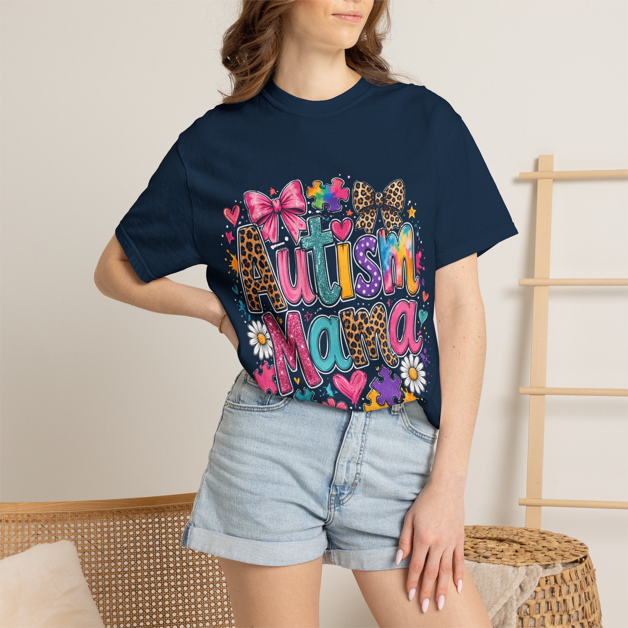 Autism Mama T-Shirt — Colorful Puzzle Heart Mom Tee for Autism Awareness