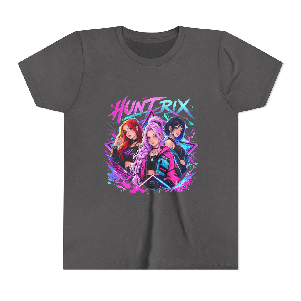 Youth Tee — 'HUNTRIX' Neon Anime Girl Squad Graphic Shirt